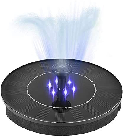 Solar Fountain Solar Fountain 2W Solar Powered Fountain Pump with LED Lights Solar Water Pump Floating Fountain Solar Bird Bath Fountain for Bird Bath Pond Outdoor Aquarium and Garden