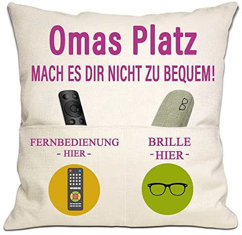 Bommex Oma Geschenk von Enkelin Enkel Oma Kissenbezug Tasche Kissenbezug für Großmutter Geburtstag Muttertag Weihnachten Geschenk (Oma)
