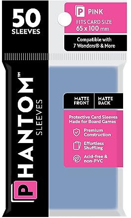 Phantom Sleeves: Pink Size (65mm x 100mm) - Matte/Matte (50) (Compatible with: 7 Wonders® and More)