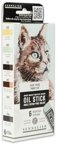 Sennelier Set mit 6 Mini Oil Sticks - Tigerkatze - N130116.06
