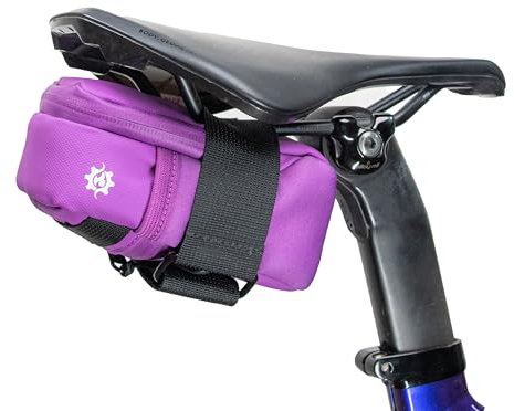 Lumiere & Co. Mittelgroße Fahrradsatteltasche – 0,5L | 6″ × 3″ × 1,5″ | Schlankes minimalistisches Design, sicherer Klettverschluss (Lila, Mittel)