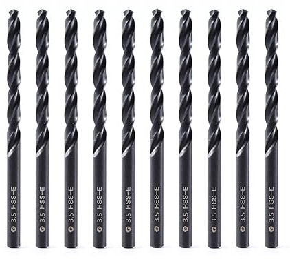 DelitonGude 3.5 mm HSS M35 Cobalt Twist Drill Bits, High Speed Steel, Set of 10,Suitable for Steel,Stinless Steels, Cast Iron and Other Metals（UK-3.5mm）