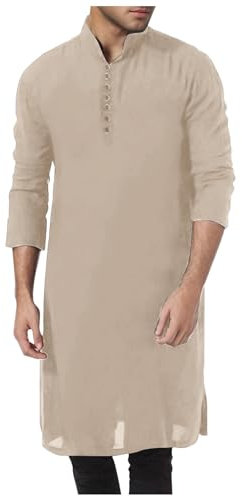 Muslimische Herren Langarm Langarm Thibe Naher Osten Saudi -Araber Kaftan Islamic Abaya Kleid Dubai Roben Herrenhemd Baumwollkurta Freizeithemden Mit Langen Ärmeln