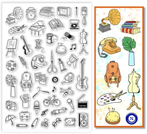 PH PandaHall Life Little Things Klare Stempel Malerei Musik Klare Stempel Transparente Silikonstempel Gummisiegelstempel Für Die Kartengestaltung Fotoalbum Basteln