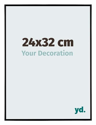Your Decoration - Cadre photo 24x32 cm - Noir Mat - Cadre Photo en Plastique Avec Verre acrylique - Anti-Reflet - Cadre 24x32 - Evry