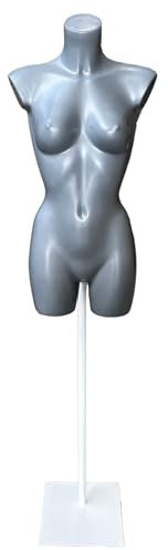 Silberne weibliche Sportbekleidung Schaufensterpuppe, Büste für Dessous, Badebekleidung, Mode und Ladeneinrichtungen, Lieferung mit weißem Metall-Bodenständer