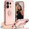 IBETEK Cover per Xiaomi Redmi Note 13 Pro 5G con Cordino, con Supporto ad Anello Cuore, Custodia Sottile Silicone TPU Antiurto Dorata Placcatura Protettiva Case Regolabile Collana Tracolla, Rosa