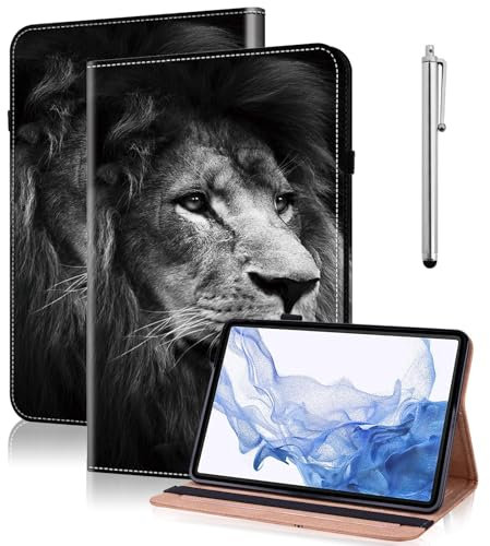 GLANDOTU Hülle für Lenovo Tab M10(TB-X605F/TB-X605L),M10 HD 1st Gen (TB-X505F/TB-X505L) 10.1 Zoll 2019 Hülle, Flip PU Leder mit Stifthalter und Stand Wallet Cover Case für Lenovo Tab P10 - Löwe