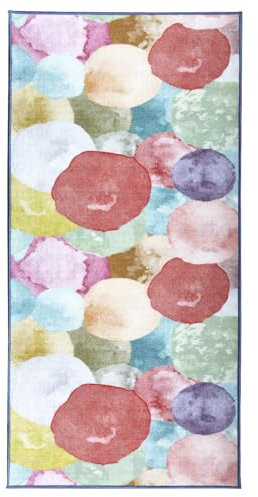 KARAT Teppich Kinderzimmer Mädchen & Jungen Kinderteppich Läufer für Babyzimmer, rutschfeste Rückseite, Robust und Pflegeleicht, 80 x 100 cm, Bunt (Sugar Ballons)