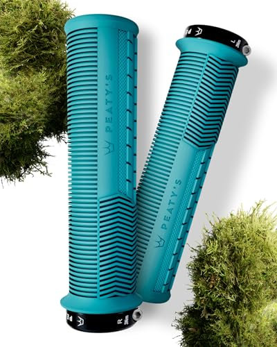 Peaty's Monarch Grips Fahrradgriffe - Pilz Fahrrad Lenkergriffe, Fahrradgriffe Ergonomisch für Komfort, Fahrrad und MTB Griffe, Fahrradlenker Griffe für Mountainbike, Scooter - Dick 32-34 mm, Blau