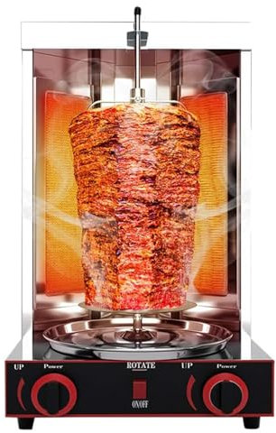 Eastnmythet Horno asador casero, máquina de Kebab Doner a Gas, Parrilla asadora de encimera, Horno Giratorio de Kebab Giratorio de 360°