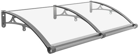 Auvent pour porte d'entrée - 120 x 60 cm - En alliage d'aluminium - Pour protection solaire - Charge maximale : 200 kg