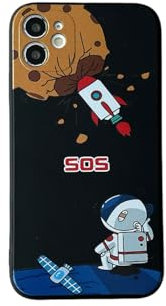 Yonds Queen for iPhone 12 mini Cute Case, Cool Cartoon Astronaut Space Planet Rocket Design Stylish Bumper Cover Soft TPU Protective Anti-Slip Shockproof Fashion Case(iPhone 12 mini, Rocket)