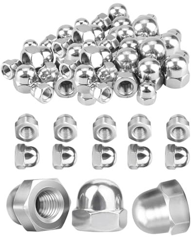 KGDUYC 50 Pezzi Dado Cieco a Calotta in Acciaio Inox- dadi per cappelli M6 in acciaio inox Dadi calotta di protezione in forma elevata per viti, barre filettate e bulloni filettati