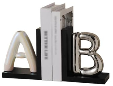 HGTYDV2 1 Paire de Serre-Livres en Forme de Lettre AZ, Vase en céramique, Serre-Livres créatifs, élégant, décoratif, antidérapant, Support de Livre de Luxe, Organisateur de Livres pour Bureau