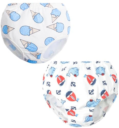 2 Pièces couche piscine bebe, couches lavables, Sous-vêtements bébé pur coton, Couches de Bain Reutilisable, pour Bébé Fille et Garçon, Convient aux bébés de 11,5 à 14 kg(bleu)