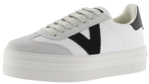 victoria Barcelona Ciclista Leather Effect Low-Top Trainers & Platform & Color & Split Leather Pieces 1092173 for Women Negro 36