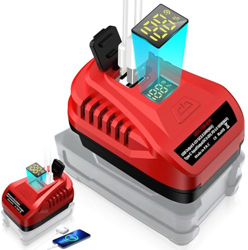 Tragbares USB-Ladegerät für Einhell 18V Batterie mit Type C PD2.0 100W (Max) Ausgang, kann Batterie Aufladen,für PXBP-300 PXBP-600 PX-BAT52 mit 1 USB QC3.0 Port für Telefon Ladegerät Adapter