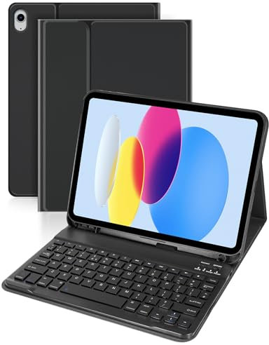 Nsyee Keyboard Case Compatible with iPad 11th A16 11 inch 2025 (A3354/A3355/A3356), iPad 10th Gen 10.9 inch 2022 (A2696/A2757/A2777), Detachable Bluetooth UK Layout Keyboard Case