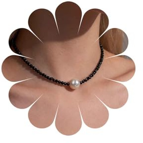 Inateannal Boho Spinell Perlenhalskette Choker Perlenanhänger Halskette Schwarz Kristall Schmuck Für Frauen