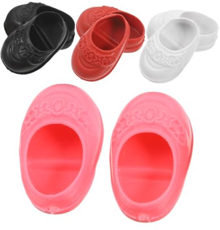 EXAOMBLE 4pairs Plastic Doll Shoes Cute Special Flats for Mini Dolls for Dress up and Play Tiny
