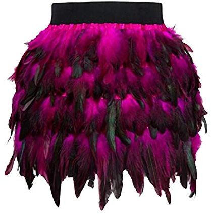 Federrock Damen Party Retro Federrock Sexy Karneval Kostüm Cosplay Minirock Schwarz Feder Rock Gothic Elastische Taille Faschingskostüme Mini Skirt