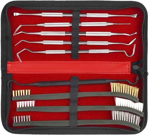 Royal Hunter® Waffenreinigungsset – Komplettes Waffen Reinigungs Set für Pistolen & Gewehre – Waffenreiniger & Waffenpflege Set mit Bürsten und Haken – Waffen Zubehör Tasche mit Reißverschluss