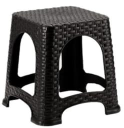 Taburete Escalón 33 cm - Envio 24 h - 45 cm de Altura - Taburete Escalón Asiento Apilable - Cocina, Baño, Librería, Vinoteca y Camping - Escalón Peldaño Silla de Resina Plástico (Negro, 33x26)