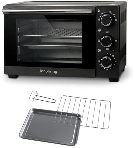 Innoliving Horno eléctrico 15 litros INN-797, potencia 1200 W, temporizador 60 minutos, temperatura ajustable hasta 230 °C, cocción ventilada, compacta y versátil, perfecto para el hogar y el hogar