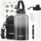 WATERSY Stainless Steel Vacuum Insulated Water Bottle 64oz, Drink Flask Metal Water Bottles 1890ml with 2 Lids Leakproof (Straw Lid and Spout Lid) Keep 24 Hours Cold Drinks for Sport, Work, Travel