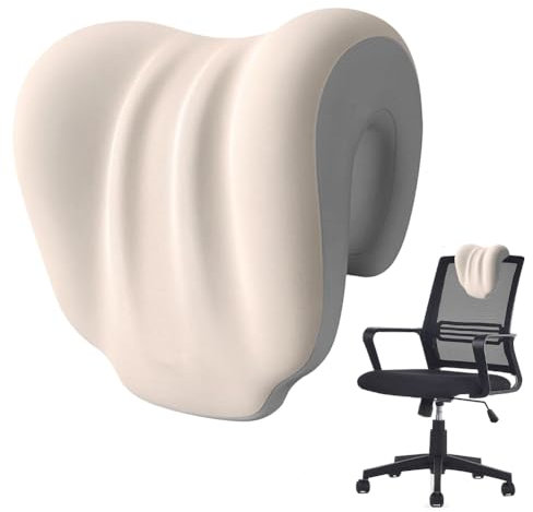 Ruioomeep Nackenkissen Memory Foam für Bürostuhl für Flugzeuge– Ergonomische Kopfstütze für Schreibtischstuhl, Nackenstütze für Sessel & Gartenstühle, (cremefarben)