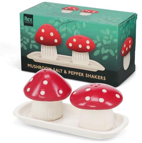 Rex London - Salt and Pepper Shakers Set Kitchen - Mushroom | salt and pepper sets, salt shaker, pepper mill, condiment dispenser, kitchen table spice set, ground seasoning
