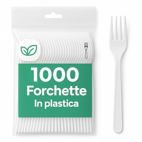 ecodrinks - 1000 Forchette di Polipropilene Riutilizzabili - Senza BPA, Resistenti ed Ergonomiche - Perfette per Catering, Eventi, Feste, Picnic e Barbecue - 16cm