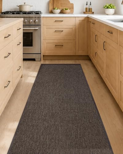 COLOR&GEOMETRY 71x305cm Küchenteppiche rutschfeste Waschbar, Braun | 4mm Dünne Gewebe Gummi Gestützt Runner Teppich, Absorbierende Leicht zu Reinigen Fußbodenmatten für vor dem Waschbecken, Flur