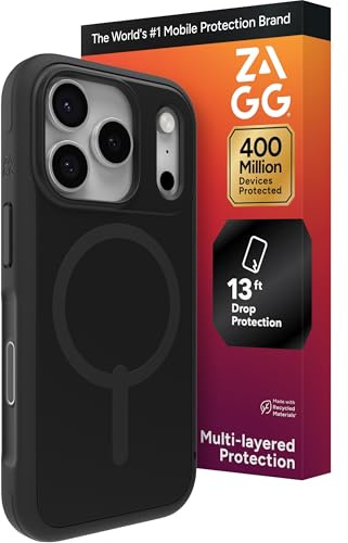 ZAGG Sedona Snap Case for iPhone 17 Pro - Flood Black, Drop Protection (13ft/4m), Graphene-Reinforced Multi-Layer Protection, MagSafe Phone Case with Impact-Absorbing Bumpers, Slim & Lightweight