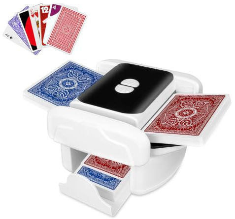 Msiud Mezclador Cartas Automático Eléctrico Manual 1-2 Barajas Poker | Doble Modo Auto Y Manual, Soporta 1-2 Barajas, Compatible con Poker Ideal para Juegos de Mesa Y Reuniones