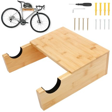 Bike Wall Mount Indoor Bicycle Rack 30 kg Load-Bearing Capacity Wooden Bicycle Wall Mount for Home Road Bike Gravel Bikes Mountain Bikes