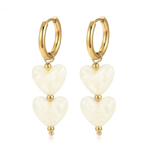 Beige Herz Ohrringe Für Frauen Goldene Creolen Huggie Hängend Boho Leichte Ohrringe Mode Schmuck Geschenk Für Sie