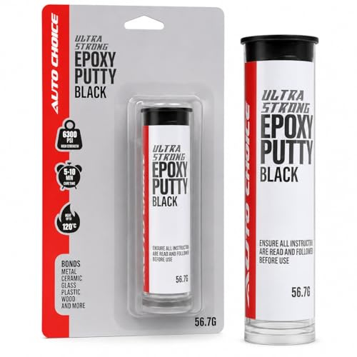 Auto Choice Black Epoxy Putty 56.7g PMEPBK – 6300 PSI High Strength Repair Stick, Heat Resistant to 120°C, Fast Setting Metal & Plastic Filler