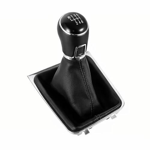 Generico Pomello Leva Cambio Manuale 6 Marce con Cuffia Similpelle Nero e Cornice Cromata Compatibile con VW Golf 7 2013-2017 5G1711113C