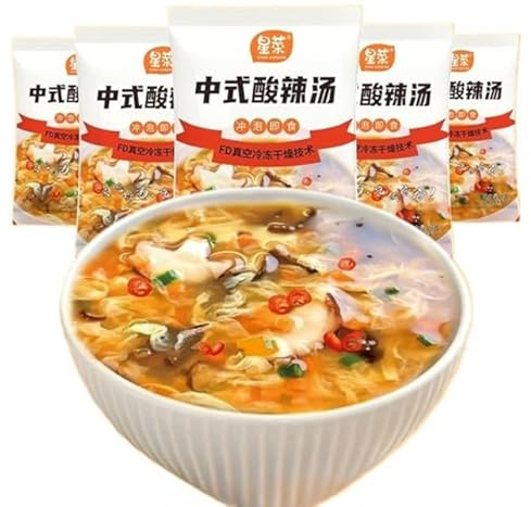 Hot and Sour Soup,Freeze-dried Instant Soup (5/10/20/30bags) Healthy Nutrition Breakfast,Fresh Vegetable,Instant Meals,Side Dishes,Vegan,Japanese Miso Soup,Delicious Snack gif (5bags)