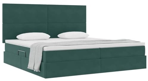 vidaXL Aufbewahrungsbett mit Matratze Dunkelgrün 200 x 200 cm Samt, Verstellbares Bett mit Stauraum, Samt-Rahmen, LED-Beleuchtung, platzsparend und funktional für Dein Schlafzimmer