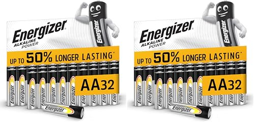 Energizer Alkaline Power Piles AA (Lot de 64) - Mignon LR6 Alcaline 1,5 V - Énergie Longue durée - Idéales pour Les appareils du Quotidien - Emballage 100% Recyclable [Exclusivité Amazon]