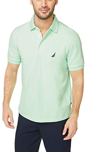 Nautica Men's Short Sleeve Solid Stretch Cotton Pique Polo Shirt, Ash Green, XL