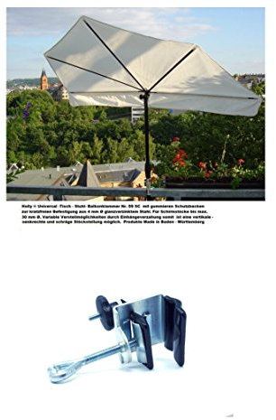 UV Schutz Sonnenschirm - UPV 50 + - Balkon - FÄCHERSCHIRM Holly'sun ® - Bezug 100% POLYACRYL - ZANGENBERG - Taupe - (MAUSGRAU) mit Holly ® mit EDELSTAHLALTER Duo -