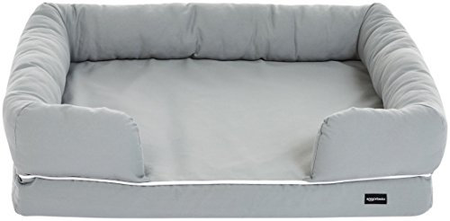 Amazon Basics Haustierbett per Hund, Mittel, L 71 x B 44 x H 22 cm, Grau