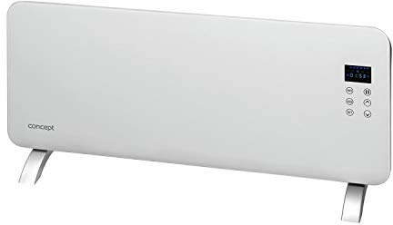 Concept KS4000 Elektrischer Konvektor Glaskonvektor Heizung Thermostat Standheizgerät Gehärtetes Glas LED-Anzeige 1000/2000W 20 m2 (Weiß)