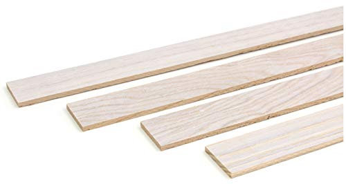 wodewa Holzleiste Wandleiste Eiche Arctic 1m Abschlussleiste Holz 30x4mm Zierleiste für Wandverkleidung Decke Boden Abdeckleiste DIY Basteln