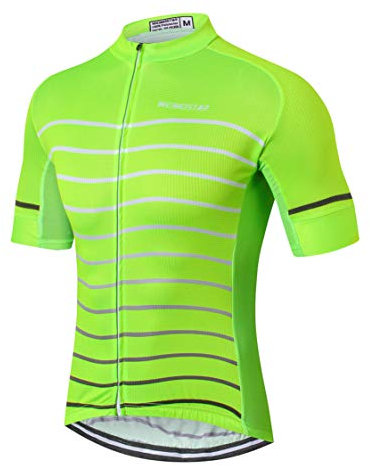 Radfahren Jersey Männer Fahrrad Jersey Fahrrad Sport Top Breathable Team Mountain Road MTB Trikot Kurzarm Sommer Racing Shirts Leuchtendes Grün Größe L