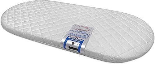 Ease-n-Comfort Moses Basket Mattress (66 x 28 x 4 cm) with Washable Quilted Cover, Thick and Comfortable Oval Shaped Foam Protector Easily Fits Papas & Mamas, Portable Baby Bassinets Pram Bedding